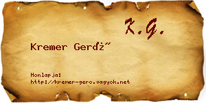Kremer Gerő névjegykártya